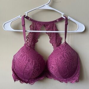 PINK Razorback Push-Up Bra. Size 36DD. Maroon